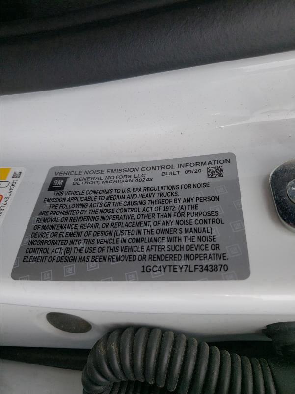 2020 CHEVROLET SILVERADO 1GC4YTEY7LF343870