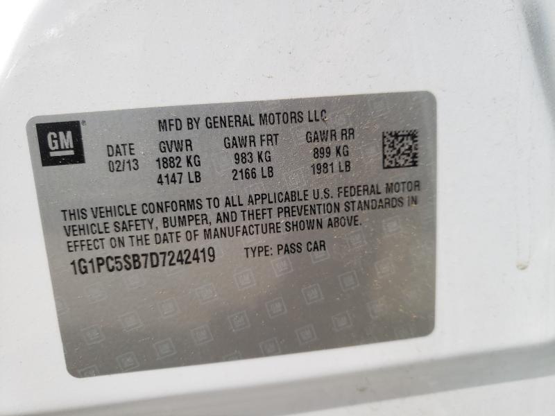 2013 CHEVROLET CRUZE LT 1G1PC5SB7D7242419