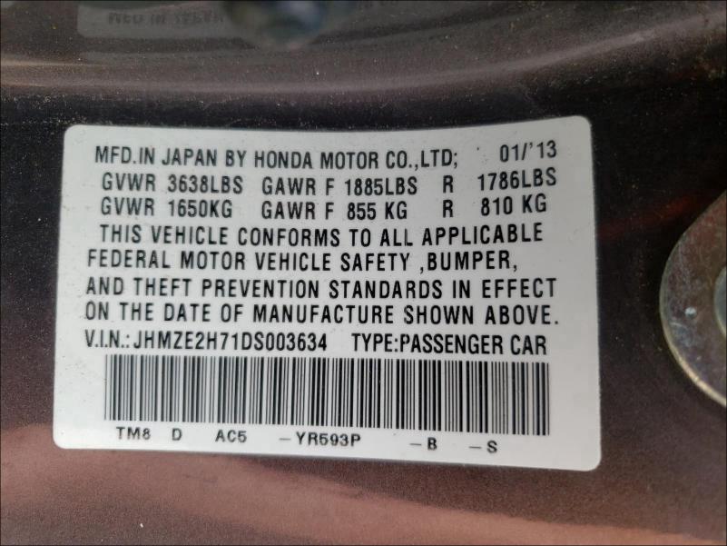 2013 HONDA INSIGHT EX JHMZE2H71DS003634