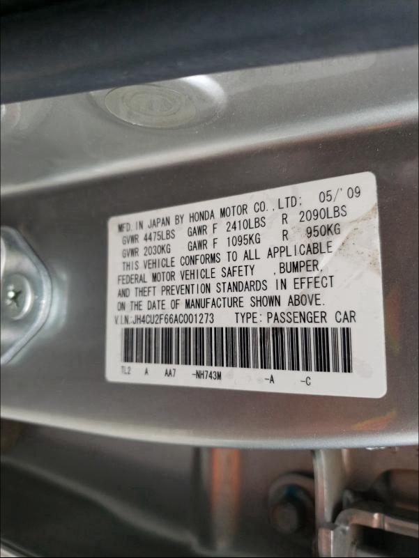 2010 ACURA TSX JH4CU2F66AC001273