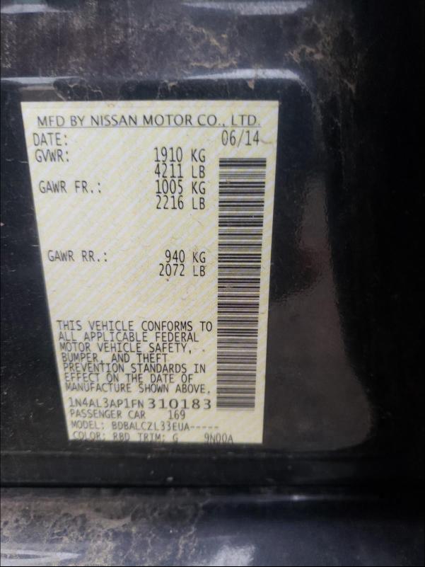 2015 NISSAN ALTIMA 2.5 1N4AL3AP1FN310183