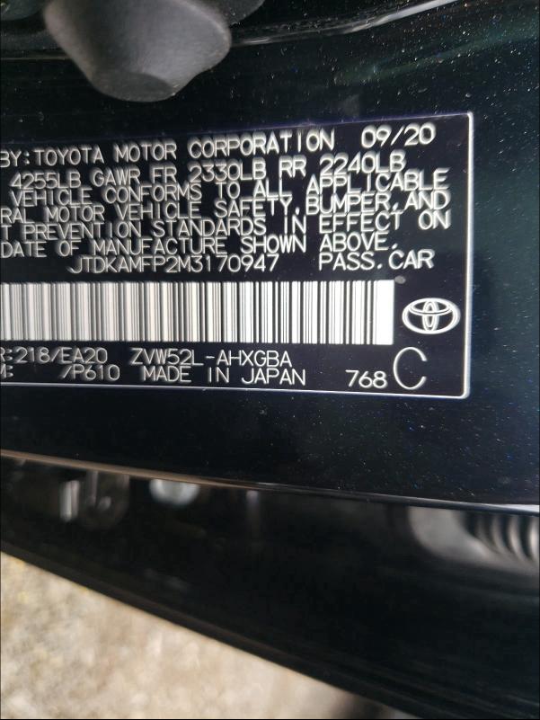 2021 TOYOTA PRIUS PRIM JTDKAMFP2M3170947