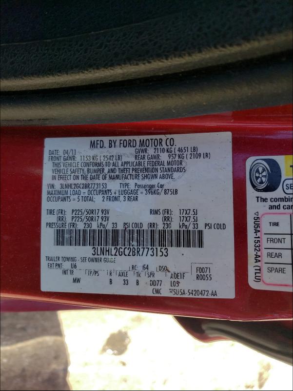 2011 LINCOLN MKZ 3LNHL2GC2BR773153