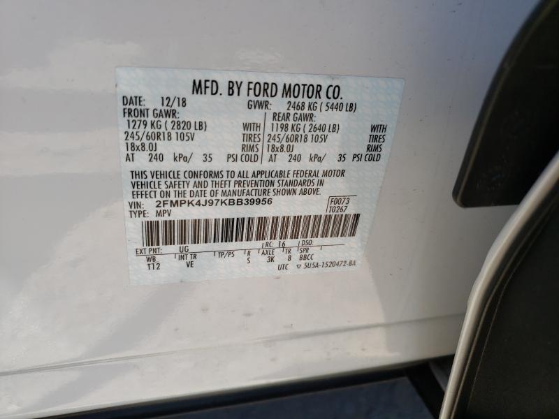 2019 FORD EDGE SEL 2FMPK4J97KBB39956