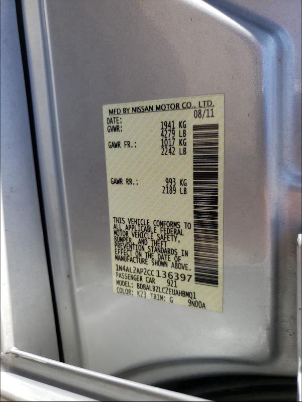 2012 NISSAN ALTIMA 1N4AL2AP2CC136397
