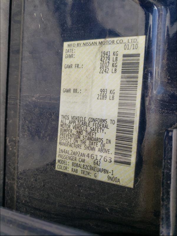 2010 NISSAN ALTIMA BAS 1N4AL2AP2AN461763