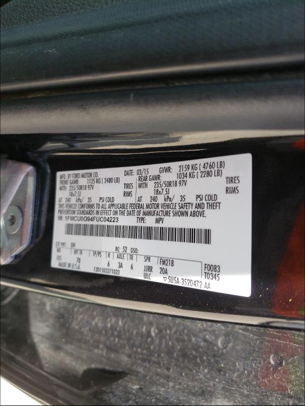 2015 FORD ESCAPE SE 1FMCU0G94FUC04223