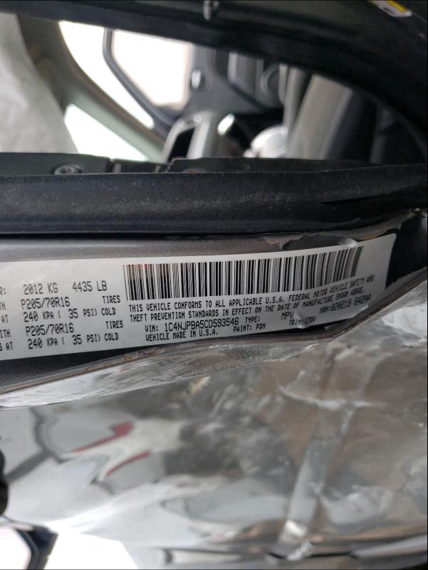 2012 JEEP PATRIOT SP 1C4NJPBA5CD593546