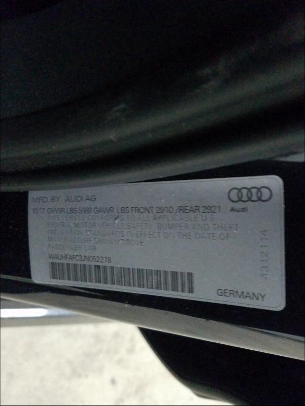 2018 AUDI S6 PRESTIG WAUHFAFC3JN052278