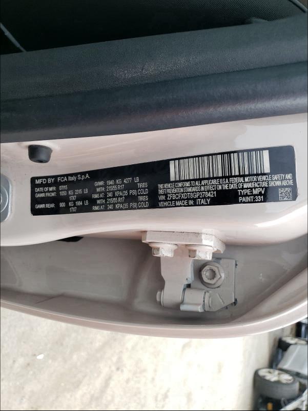 2016 FIAT 500X LOUNG ZFBCFXDT8GP378421