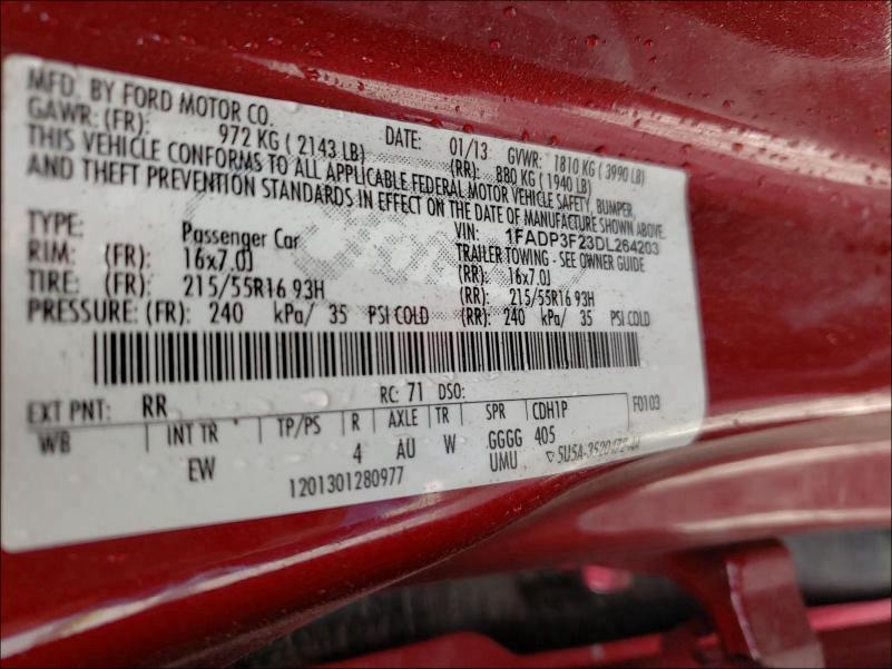 2013 FORD FOCUS SE 1FADP3F23DL264203