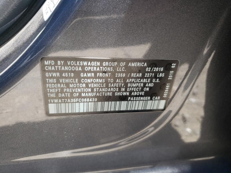 2015 VOLKSWAGEN PASSAT S 1VWAT7A35FC068439