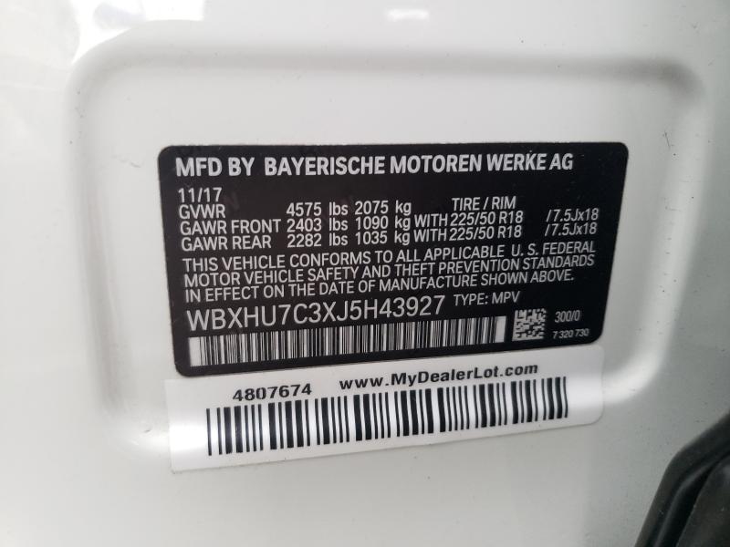 2018 BMW X1 SDRIVE2 WBXHU7C3XJ5H43927
