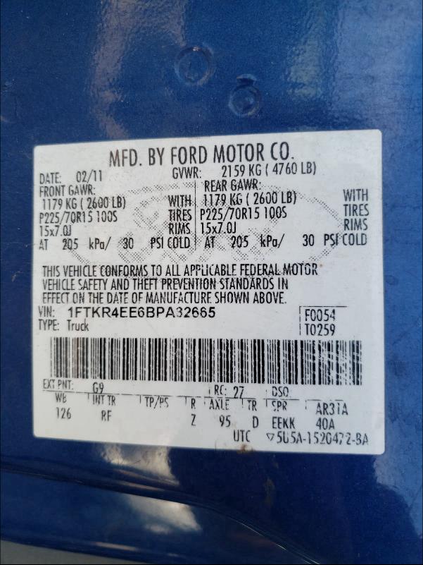 2011 FORD RANGER SUP 1FTKR4EE6BPA32665