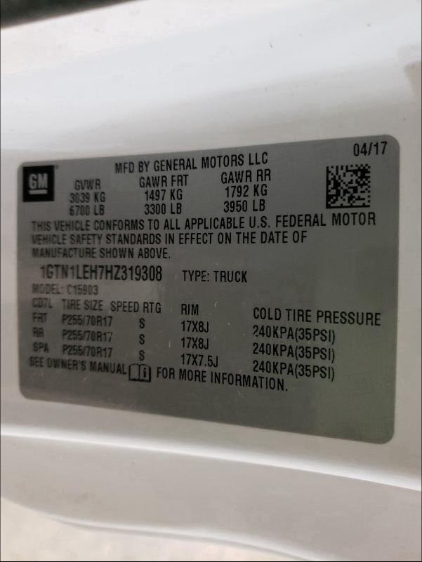 2017 GMC SIERRA C15 1GTN1LEH7HZ319308