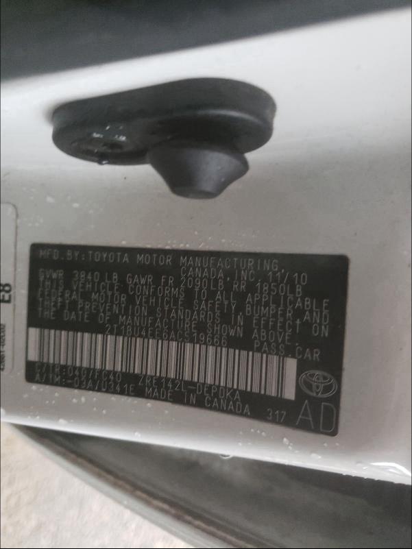 2010 TOYOTA COROLLA BA 2T1BU4EE6AC519666