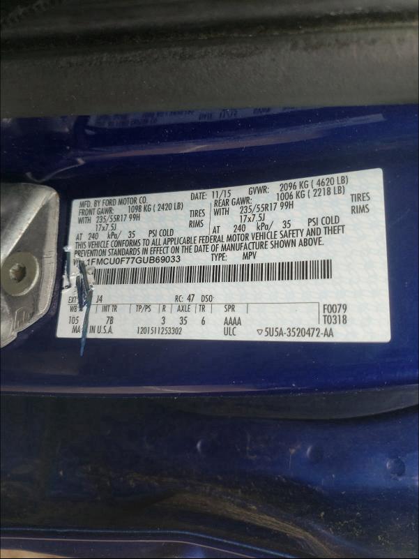 2016 FORD ESCAPE S 1FMCU0F77GUB69033
