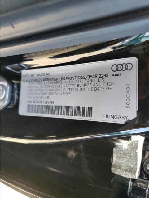 2015 AUDI S3 PREMIUM WAUBFGFF3F1089798