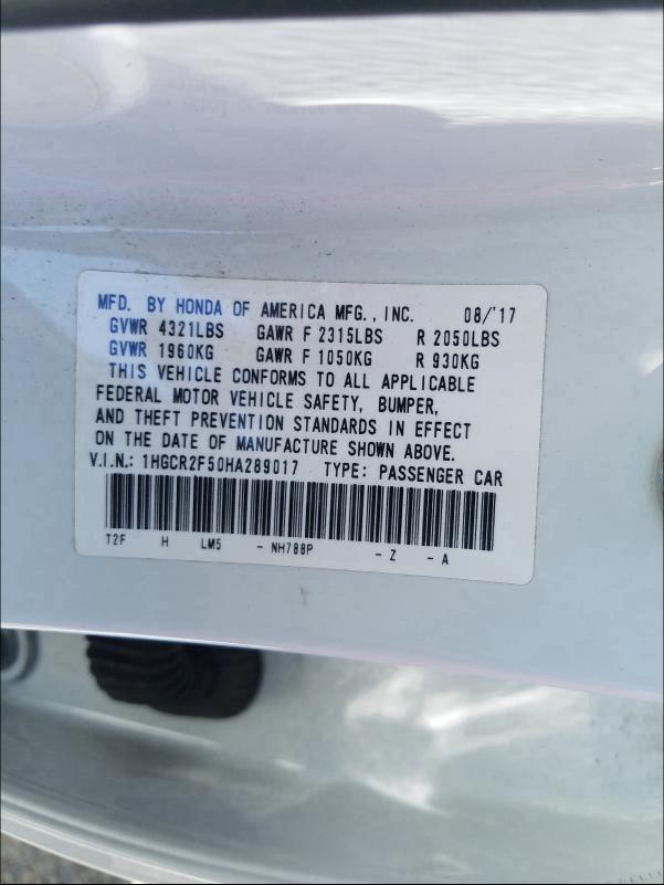 2017 HONDA ACCORD SPO 1HGCR2F50HA289017
