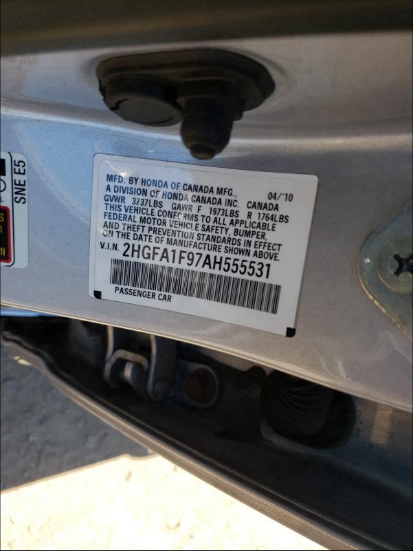 2010 HONDA CIVIC EXL 2HGFA1F97AH555531