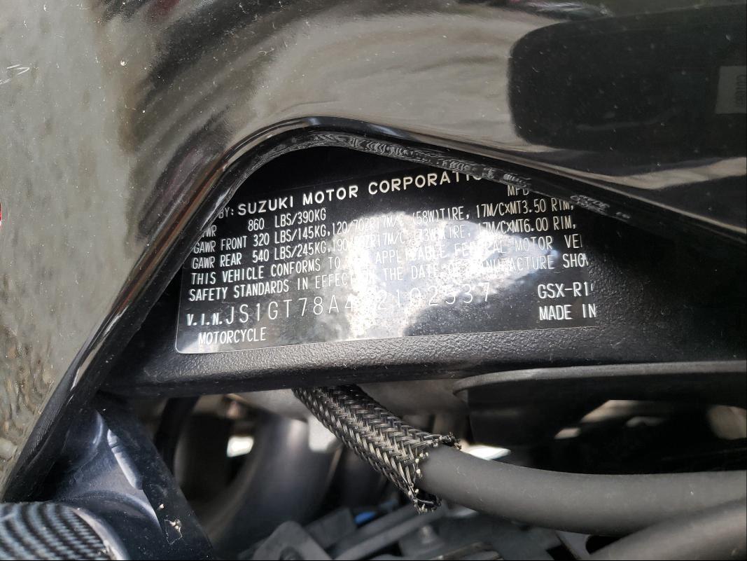 2009 SUZUKI GSX-R1000 JS1GT78A492102537