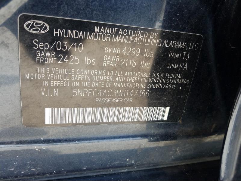 2011 HYUNDAI SONATA SE 5NPEC4AC3BH147366