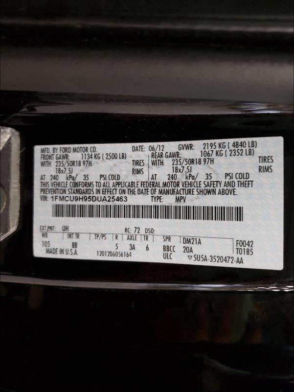 2013 FORD ESCAPE SEL 1FMCU9H95DUA25463
