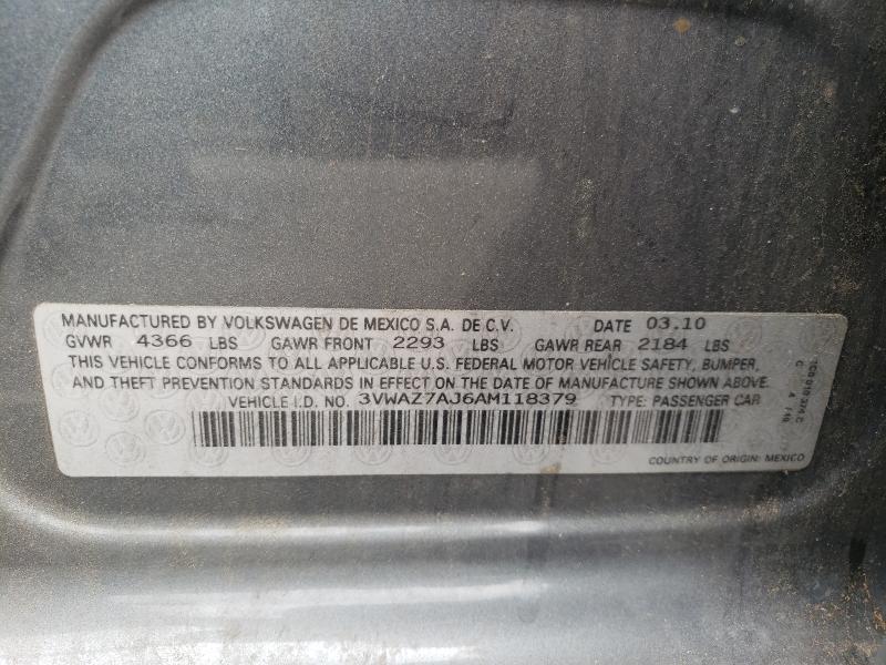 2010 VOLKSWAGEN JETTA LIMI 3VWAZ7AJ6AM118379