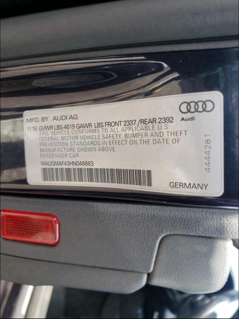 2017 AUDI A4 ULTRA P WAUGMAF43HN046663