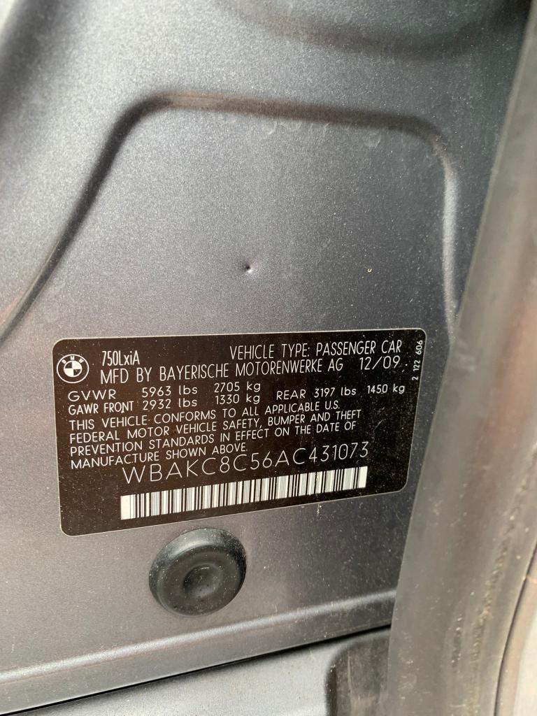 2010 BMW 750 LI XDR WBAKC8C56AC431073