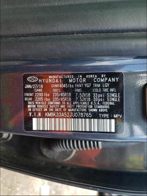 2018 HYUNDAI KONA LIMIT KM8K33A52JU078765