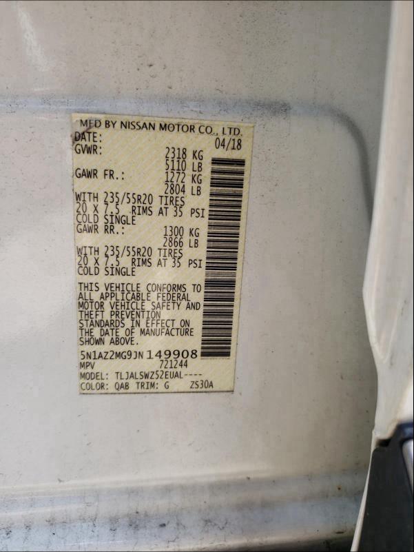 2018 NISSAN MURANO S 5N1AZ2MG9JN149908