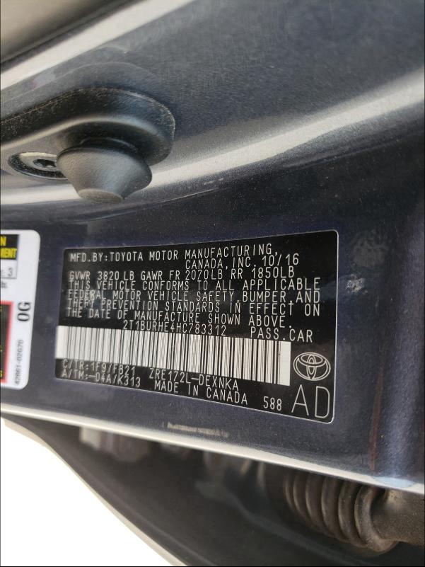 2017 TOYOTA COROLLA L 2T1BURHE4HC783312