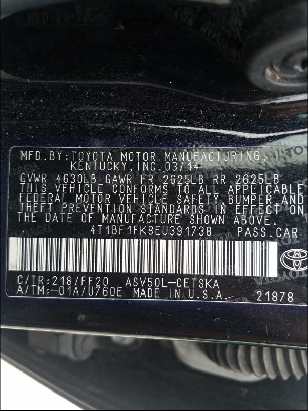 2014 TOYOTA CAMRY L 4T1BF1FK8EU391738