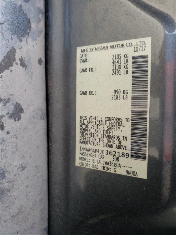 2018 NISSAN MAXIMA 3.5 1N4AA6AP4JC362189