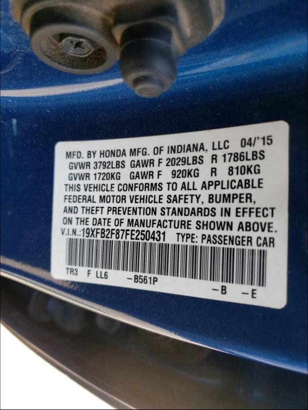 2015 HONDA CIVIC EX 19XFB2F87FE250431