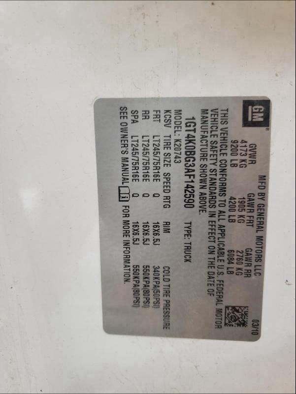 2010 GMC SIERRA K25 1GT4K0BG3AF142590