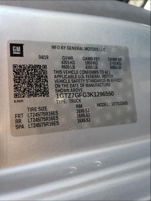 2019 GMC SAVANA G35 1GTZ7GFG3K1296550