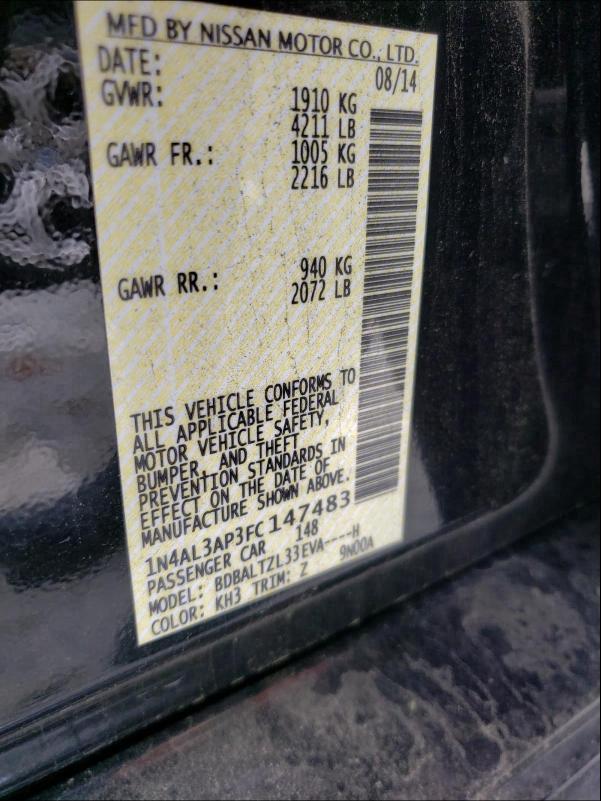 2015 NISSAN ALTIMA 2.5 1N4AL3AP3FC147483