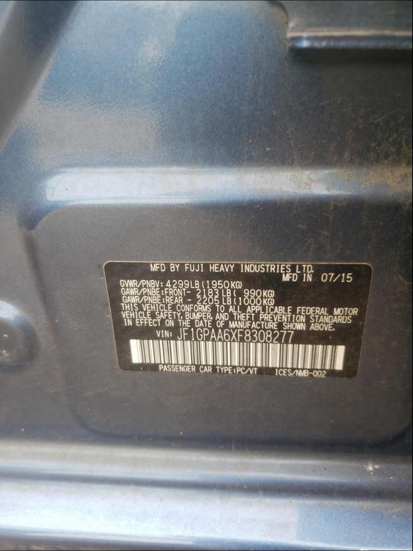 2015 SUBARU IMPREZA JF1GPAA6XF8308277