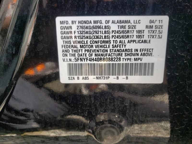 2011 HONDA PILOT EX 5FNYF4H40BB088228