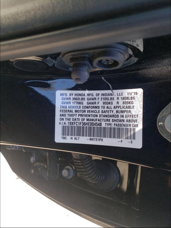 2017 HONDA CIVIC EX 19XFC1F36HE004548