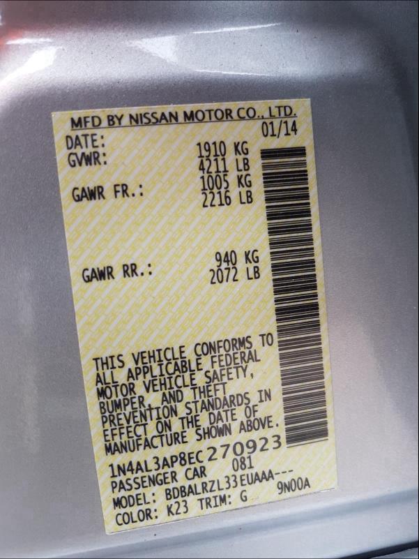 2014 NISSAN ALTIMA 2.5 1N4AL3AP8EC270923