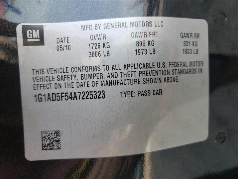 2010 CHEVROLET COBALT 1LT 1G1AD5F54A7225323