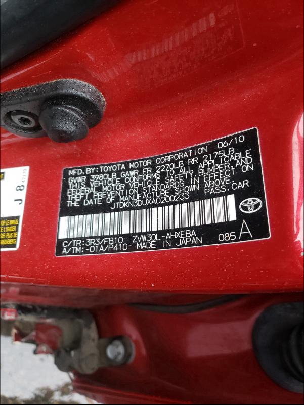 2010 TOYOTA PRIUS JTDKN3DUXA0200233