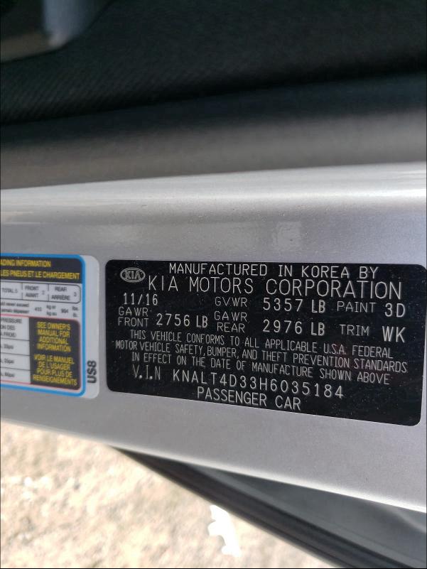 2017 KIA K900 KNALT4D33H6035184