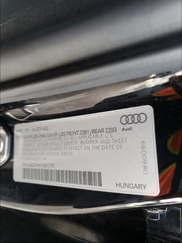 2017 AUDI A3 PREMIUM WAUJ8GFF4H1061775