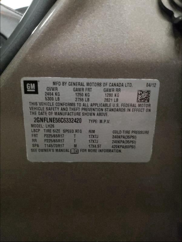 2012 CHEVROLET EQUINOX LT 2GNFLNE56C6332420