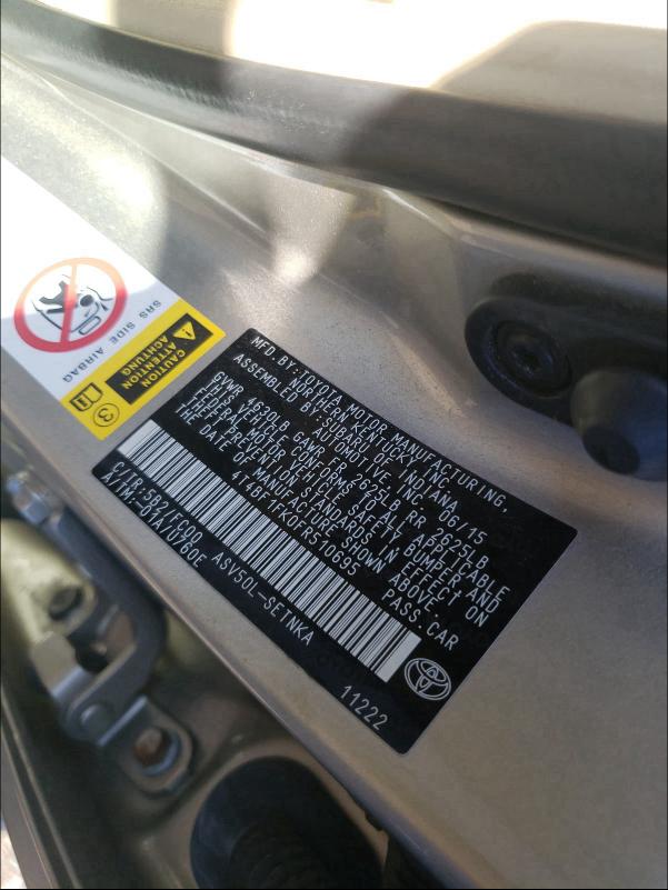 2015 TOYOTA CAMRY LE 4T4BF1FK0FR510695