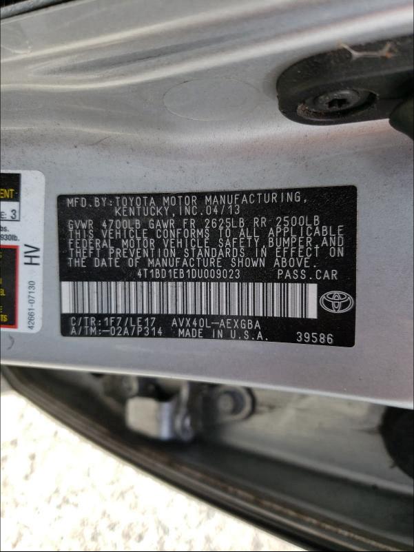 2013 TOYOTA AVALON HYB 4T1BD1EB1DU009023